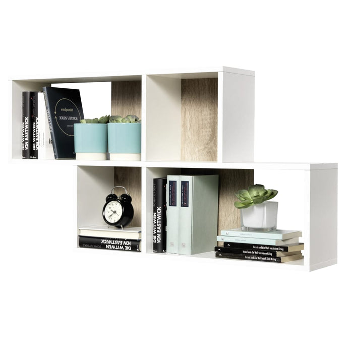 FMD Wall-mounted Shelf with 4 Compartments White