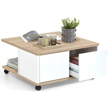 Load image into Gallery viewer, FMD Mobile Coffee Table 70x70x36 cm Oak and Glossy White
