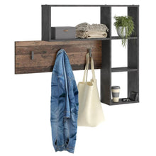 Load image into Gallery viewer, FMD Wall-mounted Coat Rack 4 Open Compartments Anthracite and Dark Brown
