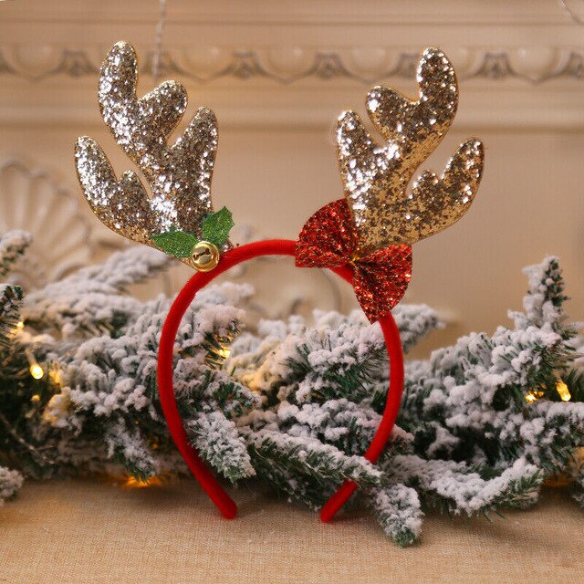 Newest Antlers Reindeer Headband Christmas Elk Hair Band Xmas Headband Accessories Hair Clasp Fancy Dress Up Cosplay Party Decor