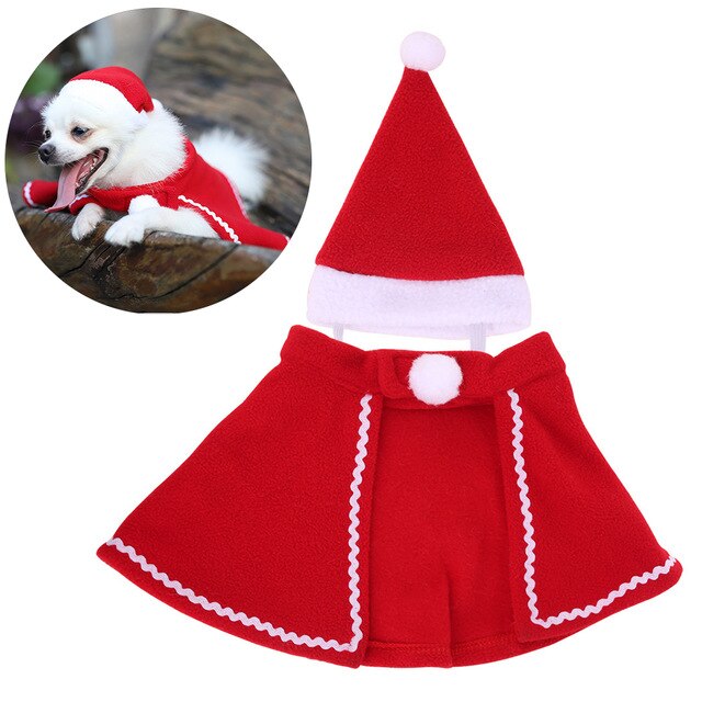Pet Dog Cat Winter Warm Hat Cloak Set Pet Cosplay Costume Fashionable Christmas Elk Style Pet Dog Sweater Sets - MiniDreamMakers