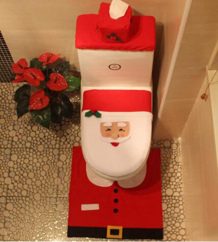 Christmas 3Lip Set Toilet Seat Bathroom Set Cover Christmas - MiniDreamMakers