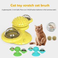 Load image into Gallery viewer, Pet Toys For Cats Dogs Turntable Puzzle Catnip Glowing Ball Interactive Rotatable Windmill Kitten Cat Toy Play Game Cat Supplies - MiniDreamMakers
