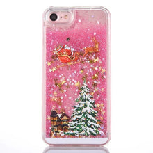 Load image into Gallery viewer, Cartoon Case For iPhone X 7 8 Plus Glitter Powder Christmas Quicksand Phone Cases For iPhone 7 6 6s Plus Hard PC Cover - MiniDreamMakers
