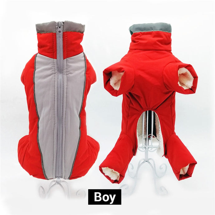 Winter Overalls for Dogs Warm Waterproof Pet Jumpsuit Trousers Male/ Female Dog Reflective Small Dog Clothes Puppy Down Jacket - MiniDM Store