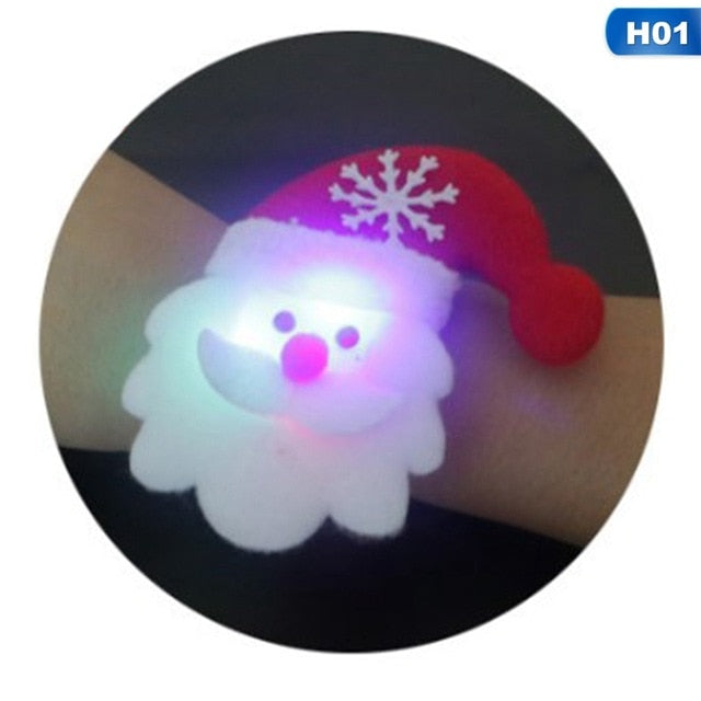 Christmas Patting Circle Bracelet Watch Xmas Children Gift Santa Claus Snowman Deer New Year Party Toy Wrist Decoration