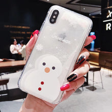 Load image into Gallery viewer, Christmas Phone Cases For iphone 6 6s 5 S SE 7 8 Plus X XR XS Max Snow Liquid Glitter Sand Mobile

