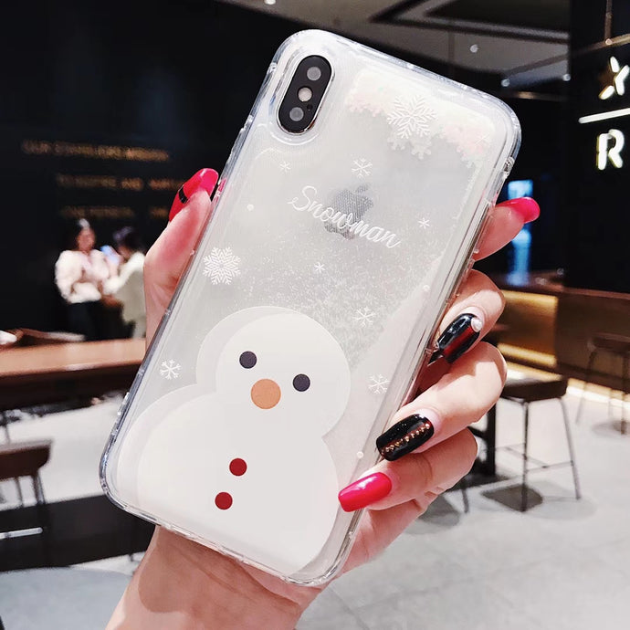 Christmas Phone Cases For iphone 6 6s 5 S SE 7 8 Plus X XR XS Max Snow Liquid Glitter Sand Mobile