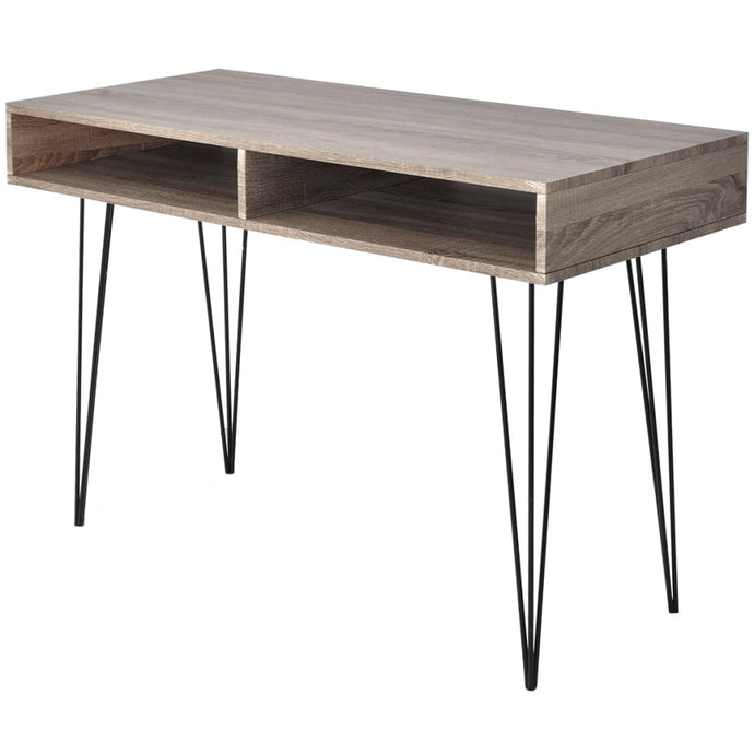 vidaXL Desk with 2 Compartments Grey - MiniDM Store