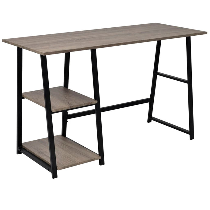vidaXL Desk with 2 Shelves Grey and Oak - MiniDM Store