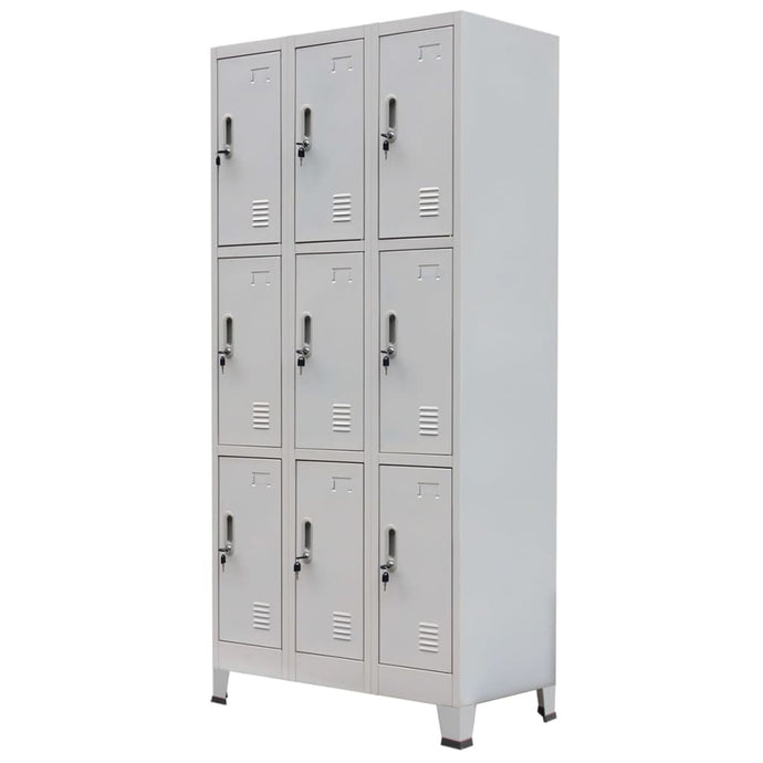 vidaXL Locker Cabinet with 9 Compartments Steel 90x45x180 cm Grey - MiniDM Store
