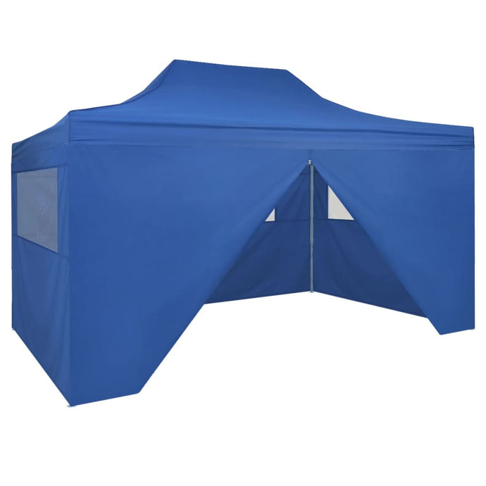vidaXL Foldable Tent Pop-Up with 4 Side Walls 3x4.5 m Blue - MiniDM Store