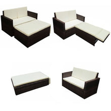 Load image into Gallery viewer, 2 Piece Garden Lounge Set with Cushions Poly Rattan Brown - MiniDM Store
