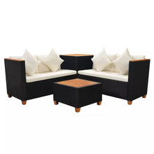 Load image into Gallery viewer, 4 Piece Garden Lounge Set with Cushions Poly Rattan Black - MiniDM Store
