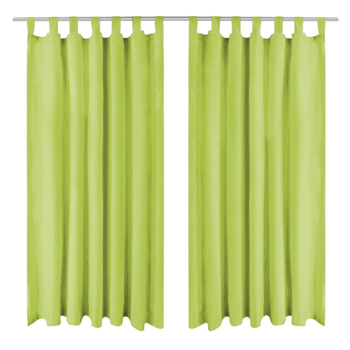 Micro-Satin Curtains 2 pcs with Loops 140x245 cm Green - MiniDM Store