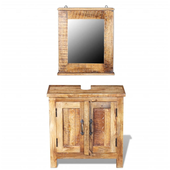 vidaXL Bathroom Vanity Cabinet with Mirror Solid Mango Wood - MiniDM Store
