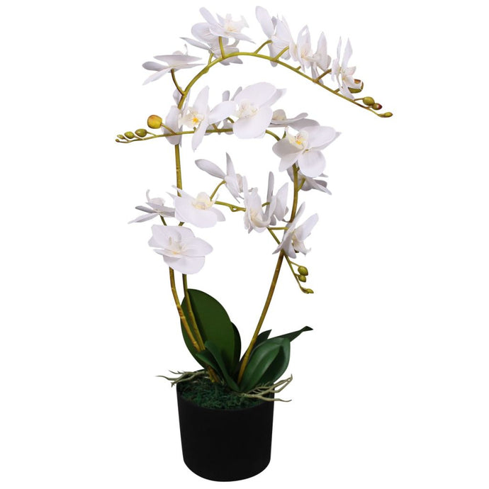 vidaXL Artificial Orchid Plant with Pot 65 cm White - MiniDM Store