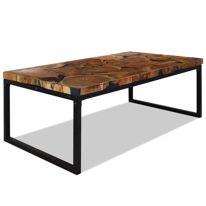 vidaXL Coffee Table Teak Resin 110x60x40 cm Black and Brown - MiniDM Store