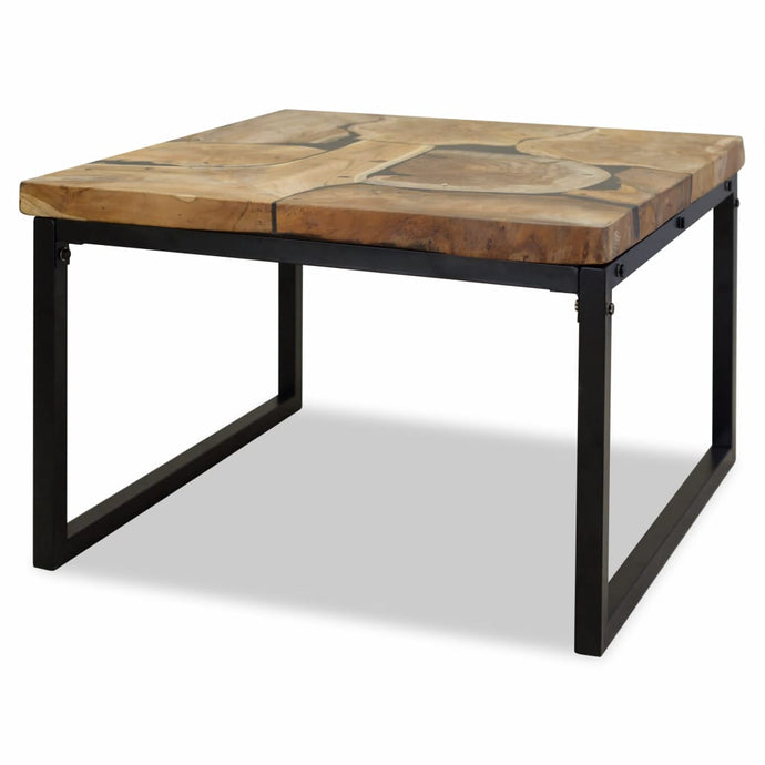 vidaXL Coffee Table Teak Resin 60x60x40 cm Black and Brown - MiniDM Store