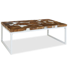 Load image into Gallery viewer, vidaXL Coffee Table Teak Resin 110x60x40 cm White and Brown - MiniDM Store
