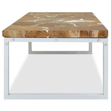 Load image into Gallery viewer, vidaXL Coffee Table Teak Resin 110x60x40 cm White and Brown - MiniDM Store
