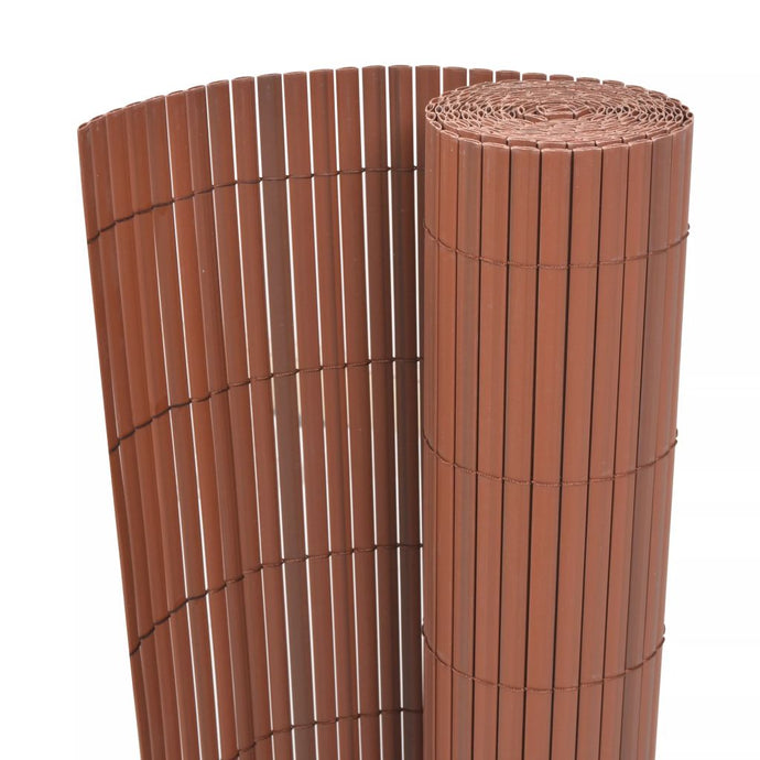 Double-Sided Garden Fence PVC 90x500 cm Brown - MiniDM Store