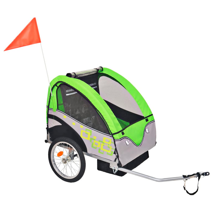 Kids' Bicycle Trailer Grey and Green 30 kg - MiniDM Store