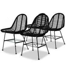 Load image into Gallery viewer, vidaXL Dining Chairs 4 pcs Black Natural Rattan - MiniDM Store
