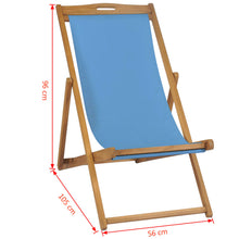 Load image into Gallery viewer, vidaXL Deck Chair Teak 56x105x96 cm Blue - MiniDM Store
