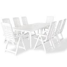 Load image into Gallery viewer, vidaXL 9 Piece Outdoor Dining Set Plastic White - MiniDM Store
