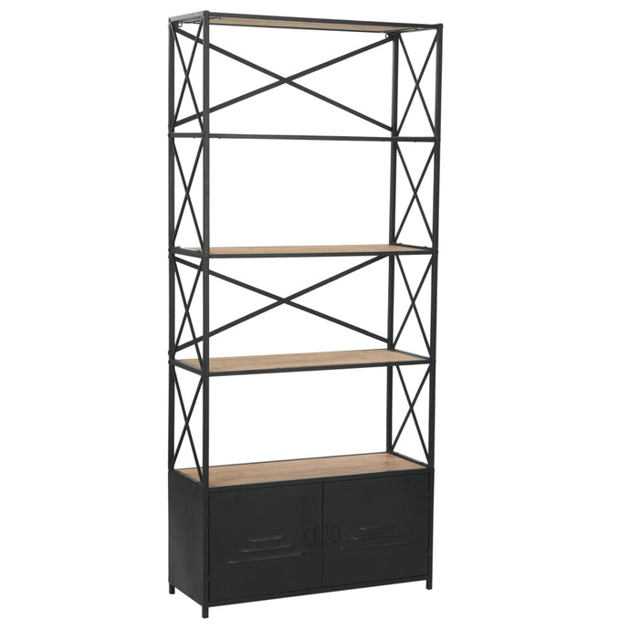 vidaXL Bookcase Solid Firwood and Steel 80x32.5x180 cm - MiniDM Store