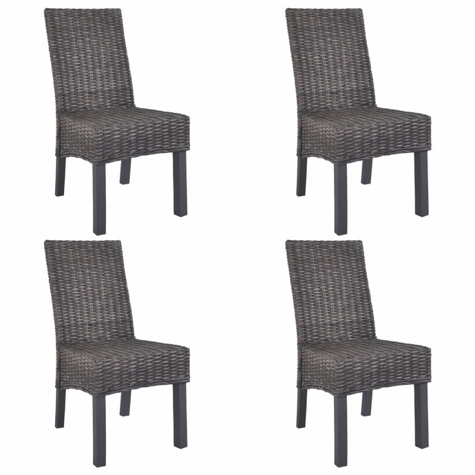 vidaXL Dining Chairs 4 pcs Brown Kubu Rattan and Mango Wood - MiniDM Store