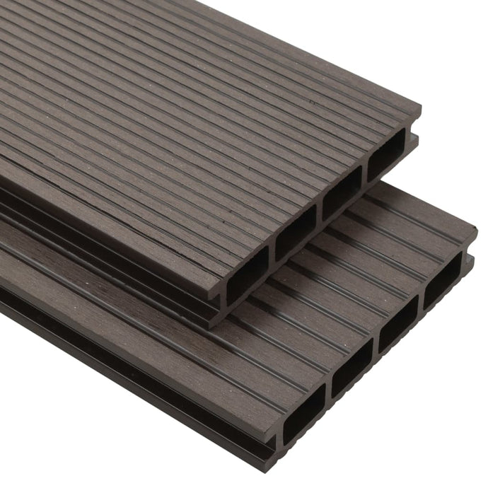 WPC Hollow Decking Boards with Accessories 30m² 2.2m Dark Brown - MiniDM Store