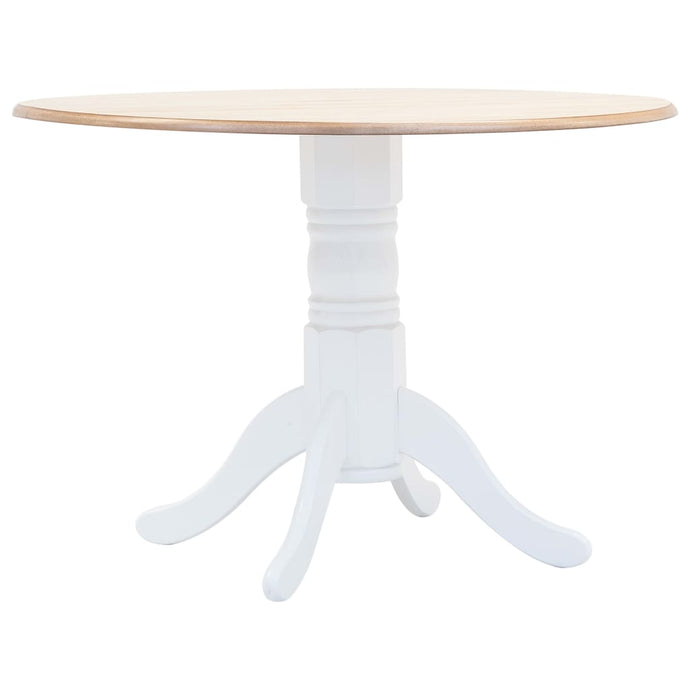 Dining Table White and Brown 106 cm Solid Rubber Wood - MiniDM Store
