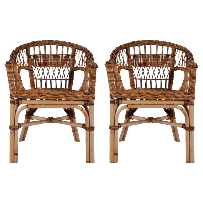 vidaXL Outdoor Chairs 2 pcs Natural Rattan Brown - MiniDM Store