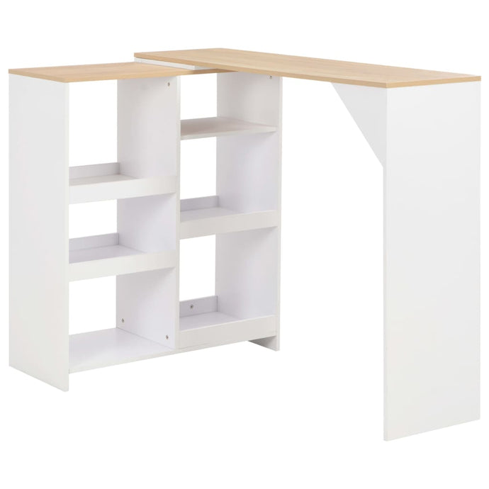 vidaXL Bar Table with Moveable Shelf White 138x39x110 cm - MiniDM Store