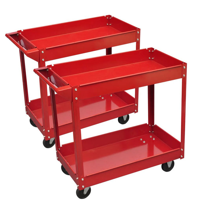 vidaXL 2 x Workshop Tool Trolley 100 kg 2 Shelves - MiniDM Store