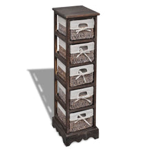 Load image into Gallery viewer, vidaXL Wooden Storage Rack 5 Weaving Baskets Brown - MiniDM Store
