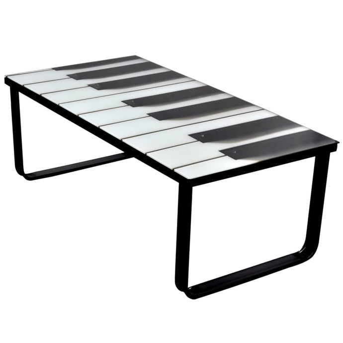 vidaXL Coffee Table with Piano Printing Glass Top - MiniDM Store