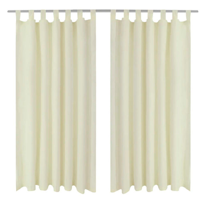 2 pcs Cream Micro-Satin Curtains with Loops 140 x 245 cm - MiniDM Store