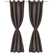 Load image into Gallery viewer, 2 pcs Brown Blackout Curtains with Metal Rings 135 x 245 cm - MiniDM Store
