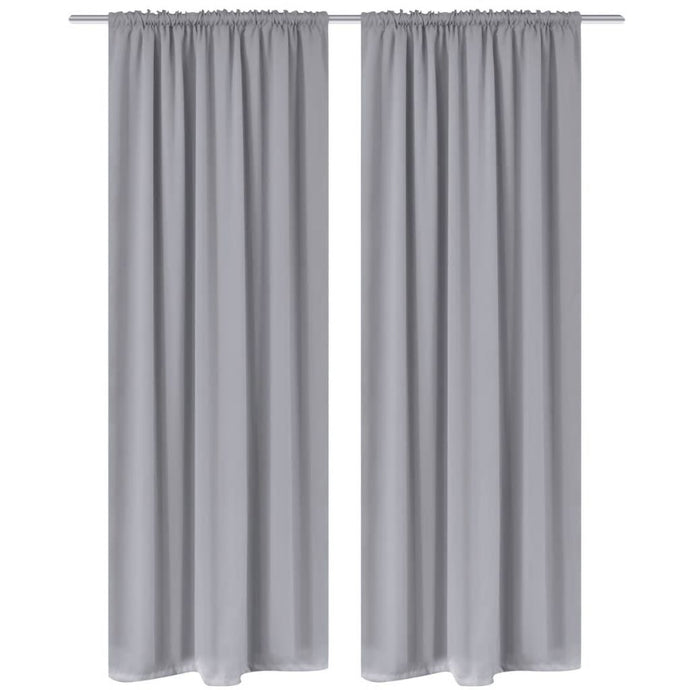 2 pcs Grey Slot-Headed Blackout Curtains 135 x 245 cm - MiniDM Store