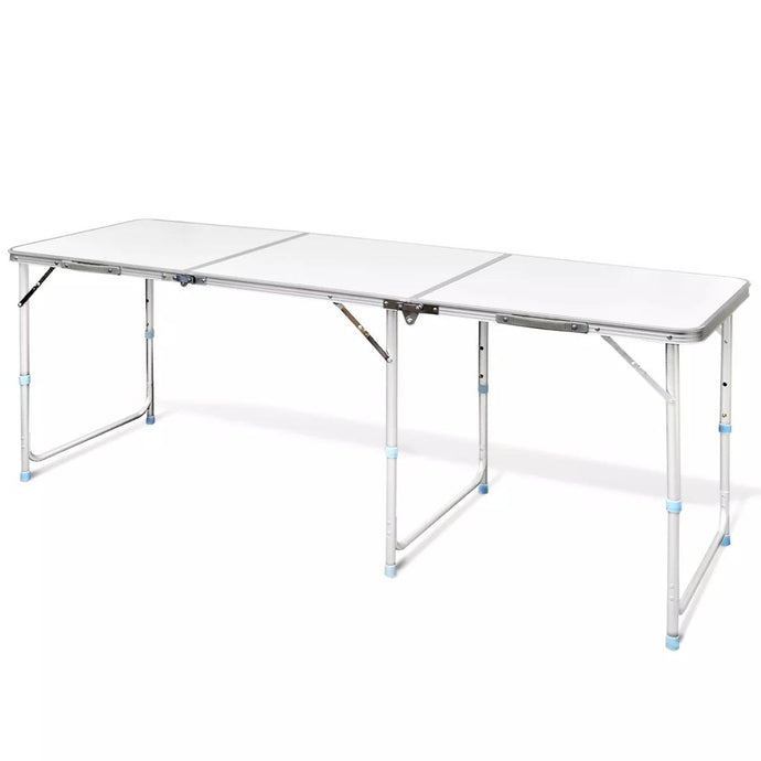 Foldable Camping Table Height Adjustable Aluminium 180 x 60 cm - MiniDM Store