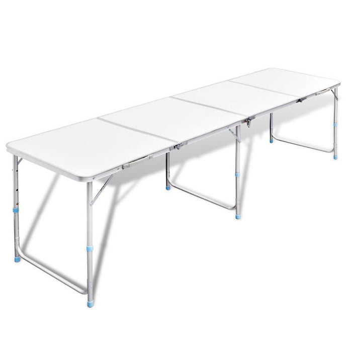 Foldable Camping Table Height Adjustable Aluminium 240 x 60 cm - MiniDM Store