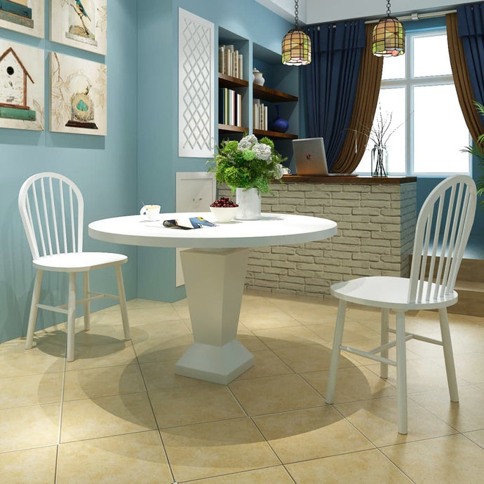 Dining Chairs 2 pcs White Solid Rubber Wood - MiniDM Store