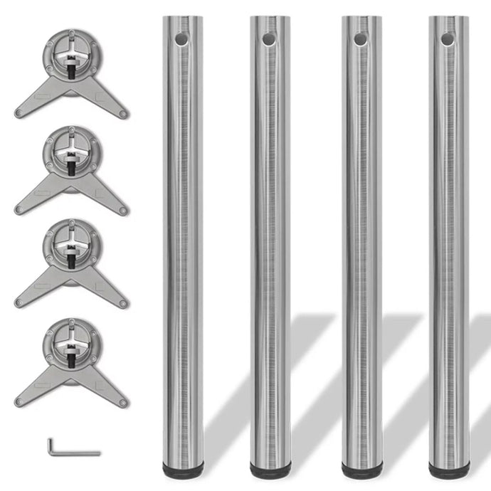 4 Height Adjustable Table Legs Brushed Nickel 710 mm - MiniDM Store