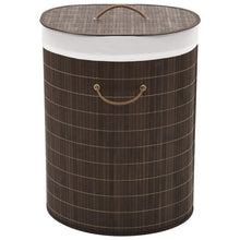 Load image into Gallery viewer, vidaXL Bamboo Laundry Bin Oval Dark Brown - MiniDM Store
