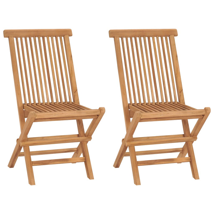 vidaXL Folding Garden Chairs 2 pcs Solid Teak Wood - MiniDM Store