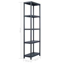 Load image into Gallery viewer, vidaXL Storage Shelf Racks 5 pcs Black 125 kg 60x30x180 cm Plastic - MiniDM Store
