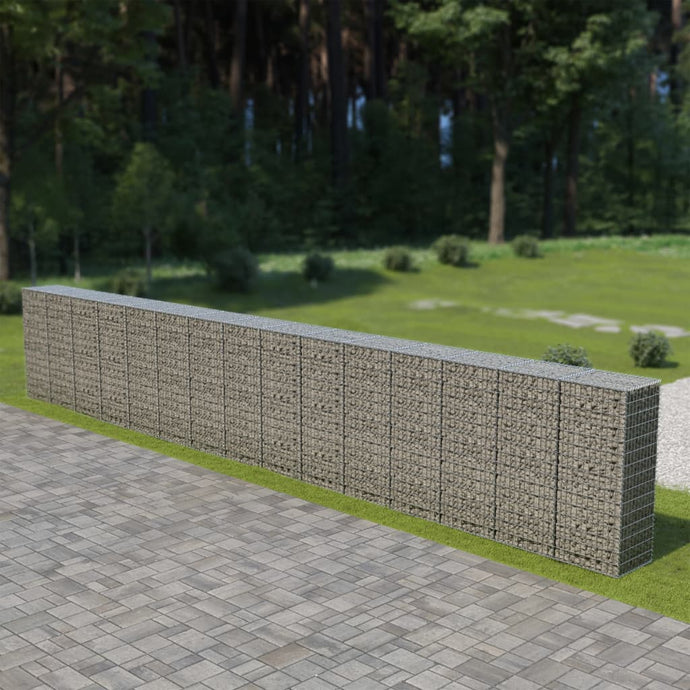 vidaXL Gabion Wall with Covers Galvanised Steel 900x50x150 cm - MiniDM Store